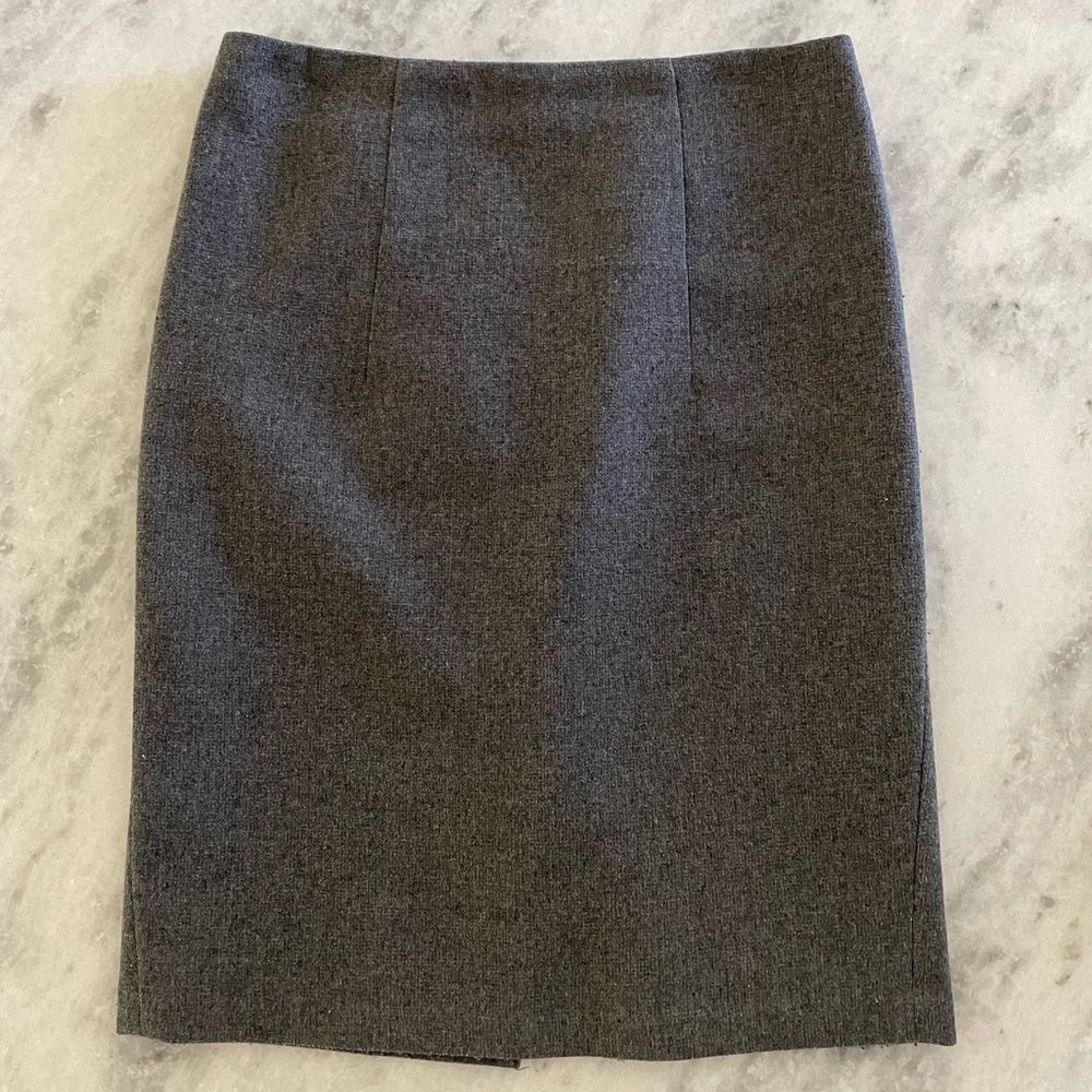 Kenar Gray Wool Blend Pencil Skirt
